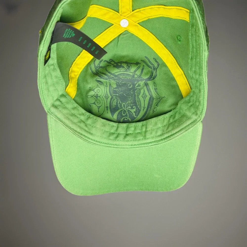 John Deere Distressed Green Snapback Baseball Cap Hat Metallic Logo LP48321